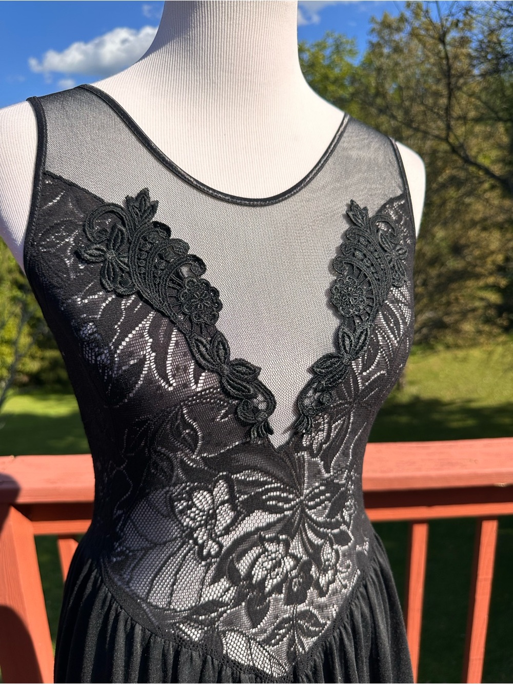 Vintage 80’s Victoria's Secret Black Lace Mesh Chemise Slip Dress - Picture 2 of 7